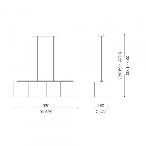 Ideal Lux HILTON SB4 Pendant Lamp