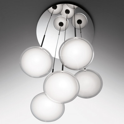 Artemide - Conical Collection - Orsa Cluster 5 SP - Moderner Leuchter mit fünf Lichtern - Chrom - LS-AR-0355030A - Warmweiss - 3000 K - Diffused