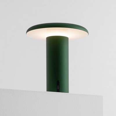 Artemide - Mushroom - Takku TL LED - Tragbare Lampe mit Licht und integriertem Touchdimmer - Piniengrün gaufriert - LS-AR-0151060A - Warmweiss - 3000 K - Diffused