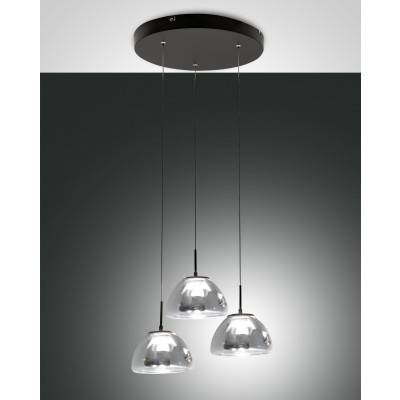 Fabas Luce - Decorative - Lucille 3L SP LED round - Designer Pendelleuchte mit drei Leuchten - Fumé - LS-FL-3764-47-126 - Dynamic White - Diffused