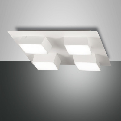 Fabas Luce - Swan - Lucas PL 4L LED - Quadratische Design-Deckenleuchte mit vier Leuchten - Weiß - LS-FL-3601-84-102 - Warmweiss - 3000 K - Diffused