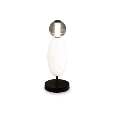 Ideal Lux - Art - Lumiere TL - Dekorierte Tischlampe - Matt Schwarz / glänzend weiß / transparent grau - LS-IL-314204 - Warmweiss - 3000 K - Diffused