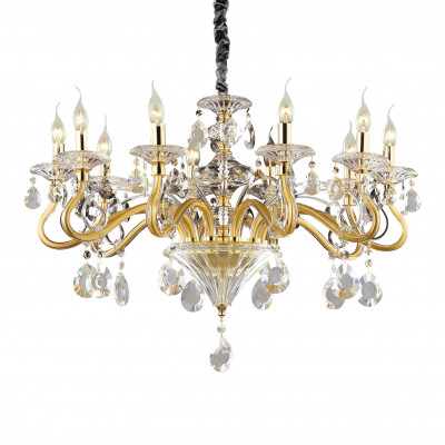 Ideal Lux - Baroque - Negresco SP10 - Leuchter aus vergoldetem Metall und Kristallen - Gold - LS-IL-087771