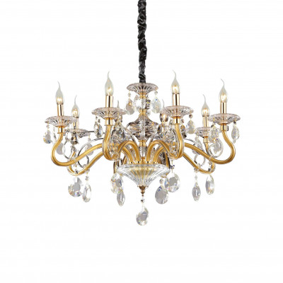 Ideal Lux - Baroque - Negresco SP8 - Leuchter aus vergoldetem Metall und Kristallen - Gold - LS-IL-087764