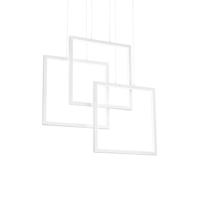 Ideal Lux - Circle - Frame SP Square LED - Quadratische Pendelleuchte - Weiß - LS-IL-253596 - Warmweiss - 3000 K - Diffused