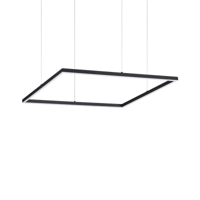 Ideal Lux - Circle - Oracle Slim M Square LED - Rechteckiger moderner Kronleuchter - Schwarz - LS-IL-259185 - Warmweiss - 3000 K - Diffused