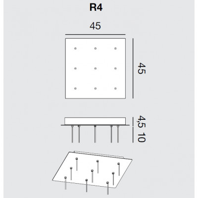 Rotaliana - Furin - Furin R4 - Quadratische Deckenrosette für neun Lampen - Weiß - LS-RO-AFUR400002