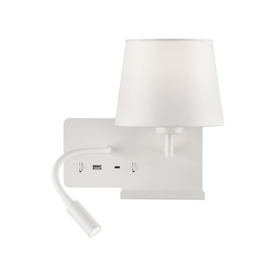 ACB - Indoor wall lamps - Hold AP DX - Wall lamp with reading light and USB recharge - White / white - LS-AC-A3664181BDER