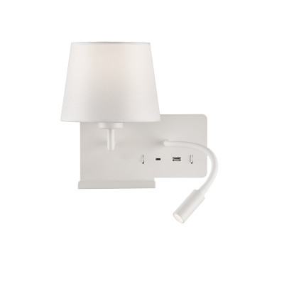 ACB - Indoor wall lamps - Hold AP SX - Wall lamp with reading light and USB recharge - White / white - LS-AC-A3664181BIZQ
