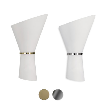 ACB - Indoor wall lamps - Perla AP - White glass wall light - Opaline / gold / chrome - LS-AC-A30201OP