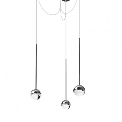 Cini&Nils - Sferico&Convivio  - Convivio SP 3L - Pendant lamp with 3 sphere diffusers - Chrome - LS-CN-00880