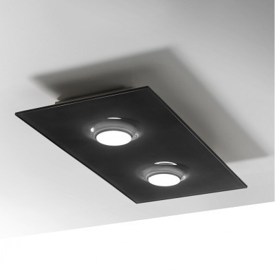 Elesi Luce - Geometrie - Pois PL 2L S LED - Rectangular ceiling lamp 2 lights - Black - LS-EL-02002XXDHXPNR - Super warm - 2700 K - Diffused