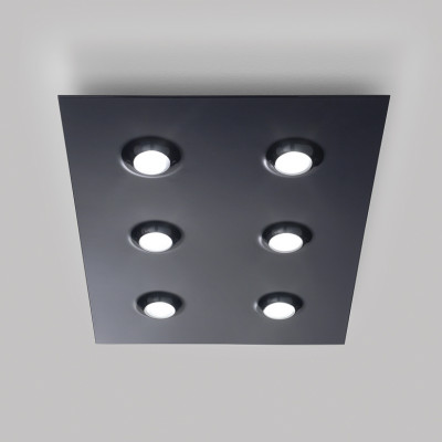 Elesi Luce - Geometrie - Pois PL 6L rect LED - Modern ceiling lamp with six lights - Black - LS-EL-02006XXDHXPNR - Super warm - 2700 K - Diffused