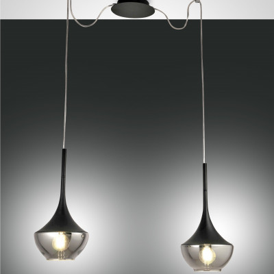 Fabas Luce - Classic Vintage - Apollo SP 2L - Modern chandelier with two light - Black - LS-FL-3623-42-101