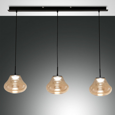 Fabas Luce - Classic Vintage - Deva SP 3L linear - Linear chandelier 3 light - Amber - LS-FL-3774-48-125 - Dynamic White - Diffused