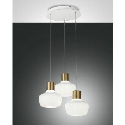 Fabas Luce - Classic Vintage - Kino SP 3L Round - Design chandelier with three light - White - LS-FL-3767-47-102 - Warm white - 3000 K - Diffused