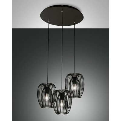 Fabas Luce - La Mia Luce - Camp SP 3L - Modern chandelier with three light - Black - LS-FL-3677-47-101