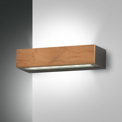 Fabas Luce - Natural Essence - Hazel AP S - Minimal rectangular outdoor wall lamp - Wood - LS-FL-3680-22-165 - Warm white - 3000 K - Diffused
