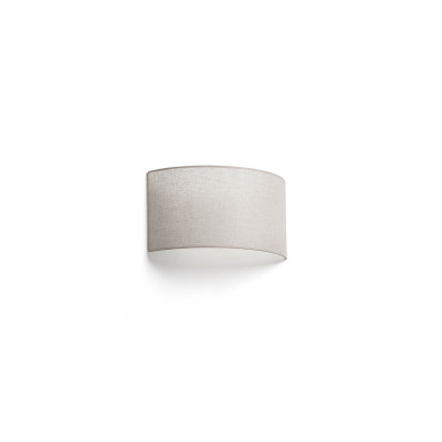 Faro - Indoor - Essential - Otton R Horizontal 2L - Wall light with textile lampshade - White linen effect decoration - LS-FR-66401-109
