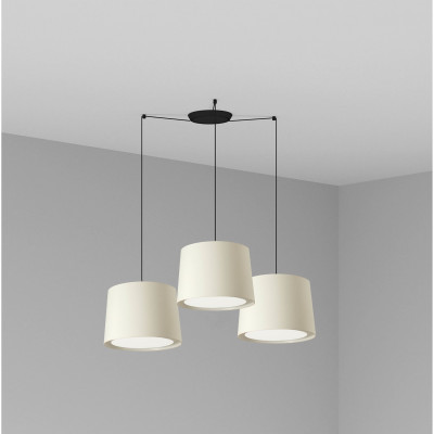 Faro - Indoor - Hotelerie - Conga SP 3L - Chandelier with textile lampshade - White - LS-FR-64314-54-3L