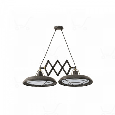 Faro - Indoor - Industrial - Plec SP 2L EX LED - Extendable LED pendant lamp with 2 lights - Brown - LS-FR-66214 - Super warm - 2700 K - Diffused