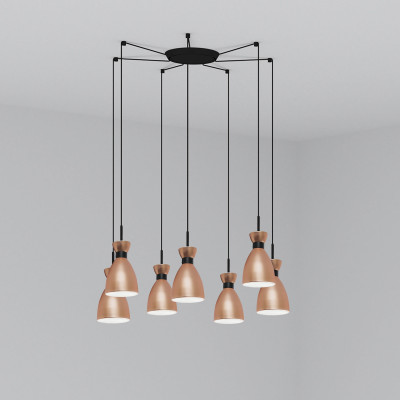 Faro - Indoor - Retro - Retro SP 7L - Design chandelier with seven light - Copper - ls-fr-20046-7L