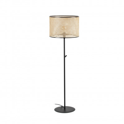 Faro - Indoor - Weave - Mambo PT rattan - Floor lamp with wooden diffuser - Matt black - LS-FR-64313-49