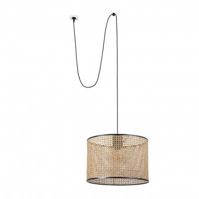 Faro - Indoor - Weave - Mambo SP L rattan - suspension lamp with woven diffuser - Black - LS-FR-64314-49