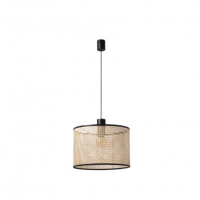 Faro - Indoor - Weave - Mambo SP L - suspension lamp with woven diffuser - Black - LS-FR-64315-49