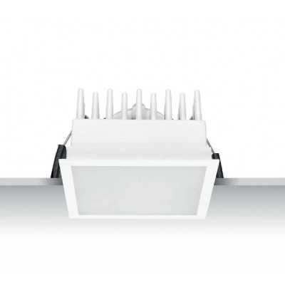 i-LèD Maestro - LV - HV - Quarter-HV powerLED 5 W 190-240 V AC - Driverless square ceiling spotlight - White RAL 9003 embossed - Diffused