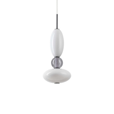 Ideal Lux - Art - Lumiere-1 SP - Blow glass chandelier - Matt black / glossy white / transparent grey - LS-IL-314143 - Warm white - 3000 K - Diffused