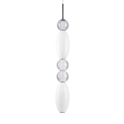 Ideal Lux - Art - Lumiere-3 SP - Suspension lamp in blown glass - Matt black / glossy white / transparent grey - LS-IL-314174 - Warm white - 3000 K - Diffused