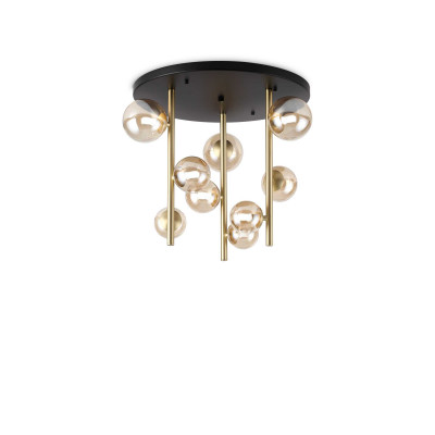 Ideal Lux - Bunch - Perlage PL 9L - Ceiling lamp with nine lights - Amber / matt black - LS-IL-328409