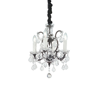 Ideal Lux Liberty Sp4 Pendant Lamp, Baroque Crystal Chandelier Ceiling Light
