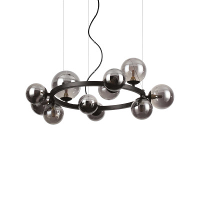Ideal Lux - Bunch - Perlage SP 11L - Chandelier with spherical glass diffusers - Matt black - LS-IL-271392