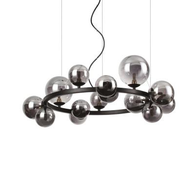 Ideal Lux - Bunch - Perlage SP 14L - Modern chandelier with spherical diffusers - Matt black - LS-IL-271385