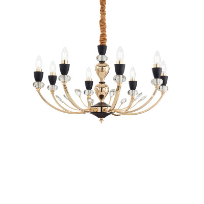 Ideal Lux - Chandelier - Vanity SP8 - Classic chandelier with eight lights - Brass - LS-IL-206622
