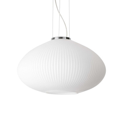 Ideal Lux - Essential - Plisse SP L - White glass suspension lamp - Chrome - LS-IL-264523