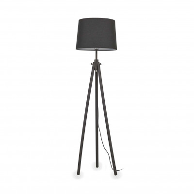 Ideal Lux York Pt1 Wooden Floor Lamp, Wooden Floor Lamp Black Shade