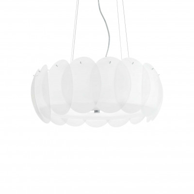 Ideal Lux - White - Ovalino SP8 - 8-lights suspension with glass ovals - White - LS-IL-090481