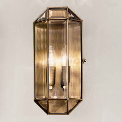 Il fanale - Rilegato  - Rilegato AP M - Metal wall light with glass sleb - Brass - LS-IF-401-00-80
