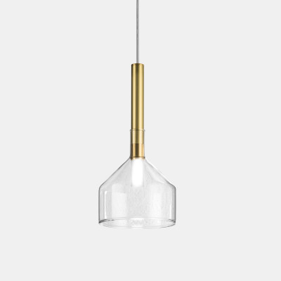 Il fanale - Sfere - Alchimia SP Imbuto - Trasparent glass chandelier - Brass - LS-IF-277-02-ONT