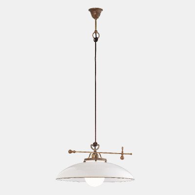 Il fanale - Up and down - Country-3 SP - Suspension in white glass - Brass - LS-IF-080-10-OV