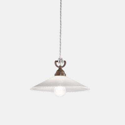 Il fanale - Up and down - Tabia SP L - White glass suspension lamp - Brass - LS-IF-212-09-OV