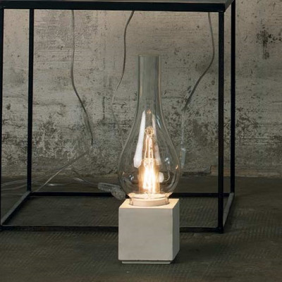 Karman - Retrò - Amarcord TL - Indoor concrete table lamp - White/transparent - LS-KR-CT1211BINT