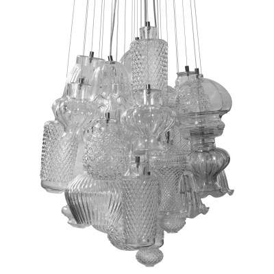 Karman - Retrò - Ceraunavolta 22 SP - Blown glass design chandelier - Transparent - LS-KR-SE1341S00D