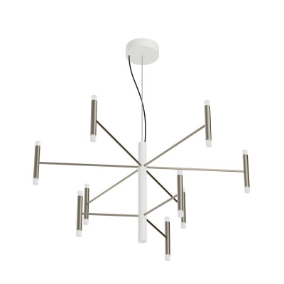 Linea Light - Home - Perla SP9 - Elegant chandelier nine light - Nickel/White - LS-LL-9750 - Warm white - 3000 K - Diffused