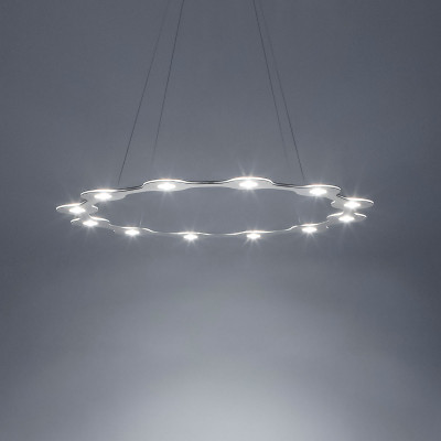 Lumen Center - Flat - Flat Ring 12 SP - Chandelier with twelve light points - Anodized aluminium - Diffused