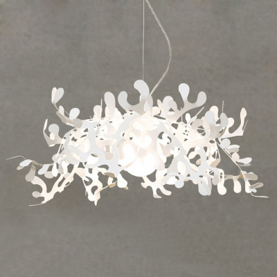 Lumen Center - Leaves - Leaves SP S - Suspension in worked metal - Glossy White - LS-LC-LEA33114