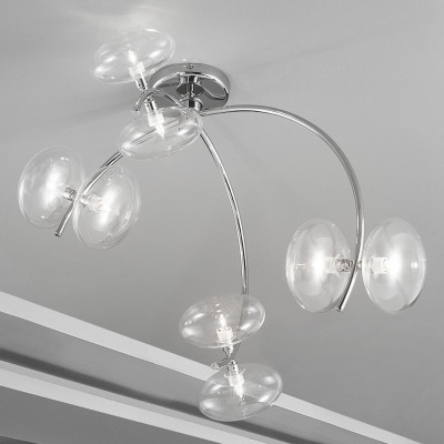Metal Lux - Riflessi - Dolce PL 8L - Chandelier with 8 light and glass elliptical - Chrome/Trasparent - LS-ML-260-308-01